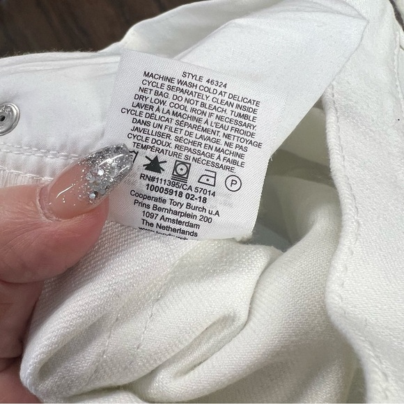 Tory Burch Keira Straight-Leg White Rinse Wash Jeans SZ 26/2 - Picture 10 of 13